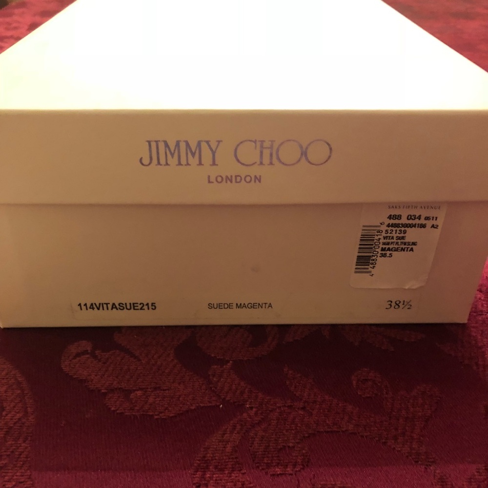 Jimmy Choo fuschia, peep toe, sling-back stilettos - Picture 4 of 4